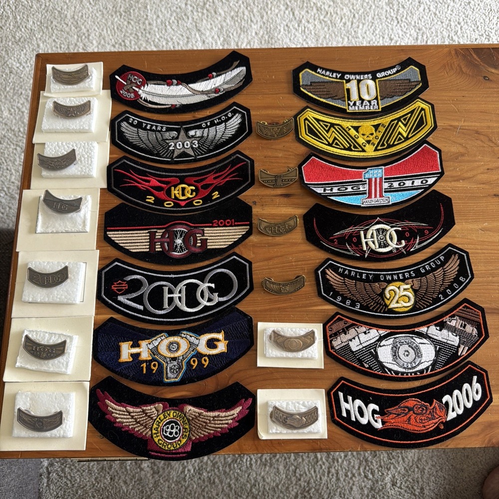 Harley Davidson Motorcycle Owners Group Patches And Pins 1998-2012 10 Year